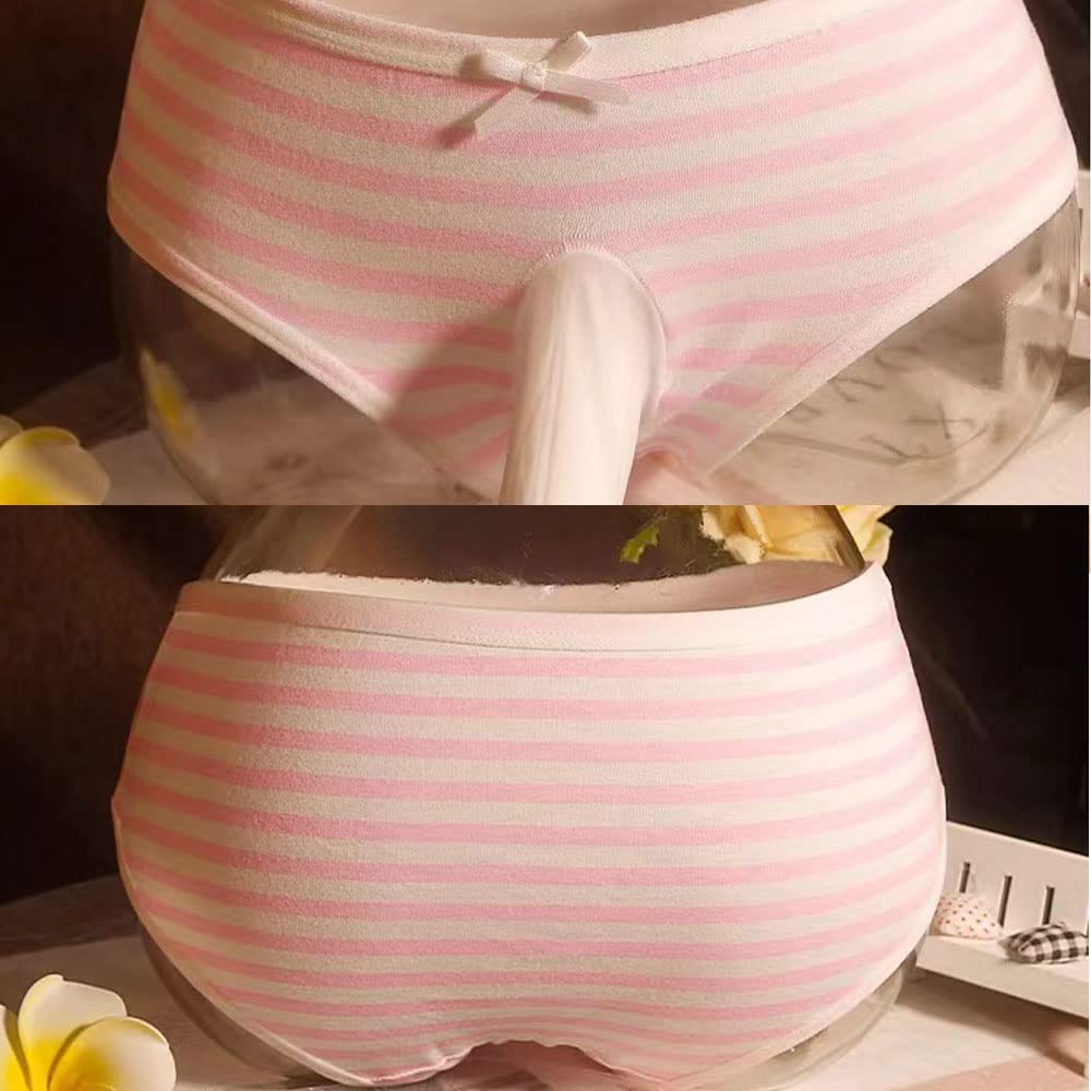 Striped Cotton Pouch Panties Underwear Pack of 2 | Cute Japanese Style Striped Bikini Panties with Soft Cotton, Pouch Design and Sissy Femboy Style for Cosplay and Daily Wear