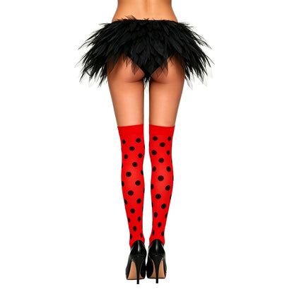 Muineobuka Knee High Scoks with Bow Cute Polka Dot Thigh High Stockings Y2K Lagybug Costume Lolita Accessories