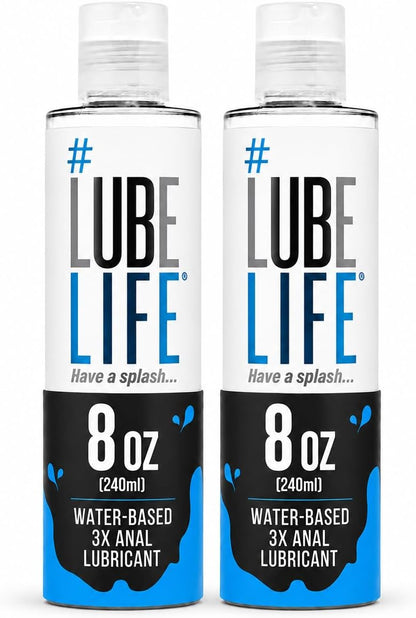 LUBELIFE Water Based 3X Anal Lube, Personal Lubricant, 12 Fl Oz | Extra thick anal glide with triple cushion, non-sticky water-based formula, toy and condom compatible, smooth confident glide
