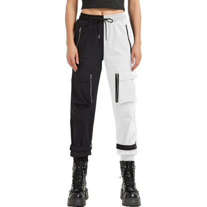 Black Cargo Pants Loose Chained Multi-Pocket Multi-Zip Punk Goth Pants