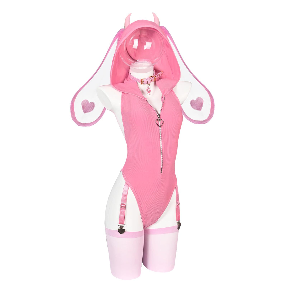 Demon Bunny Cosplay Lingerie Striped Bodysuit | Bunny Lingerie, Exotic Costumes, Demon Bunny, Jail Costume, Striped Costume, Halloween Costume, Festival Outfit