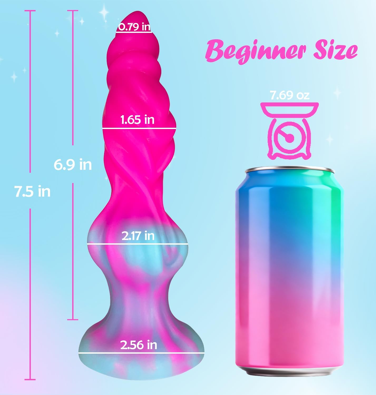 Fantasy Dragon Dildo Silicone Soft Anal Dildo for G Spot Vaginal Anal Play, 7.5 inch Realistic Monster Dildos with Big Knot, Pink Suction Cup Dildos Adult Sex Toys for Women, Men