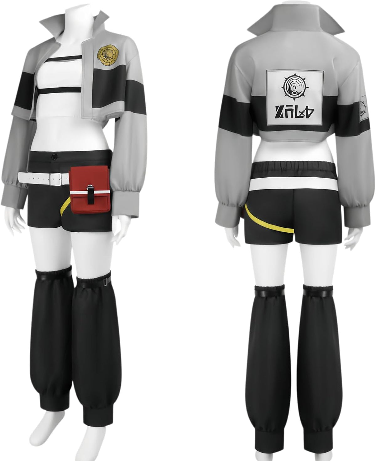 Gachiakuta Cosplay Riyo Full Set Anime Costume Women Jacket With Wig | Gachiakuta Anime Costume Outfit Riyo Reaper Full Set Cosplay Women Short Coat with Black Shoulder Straps for Halloween