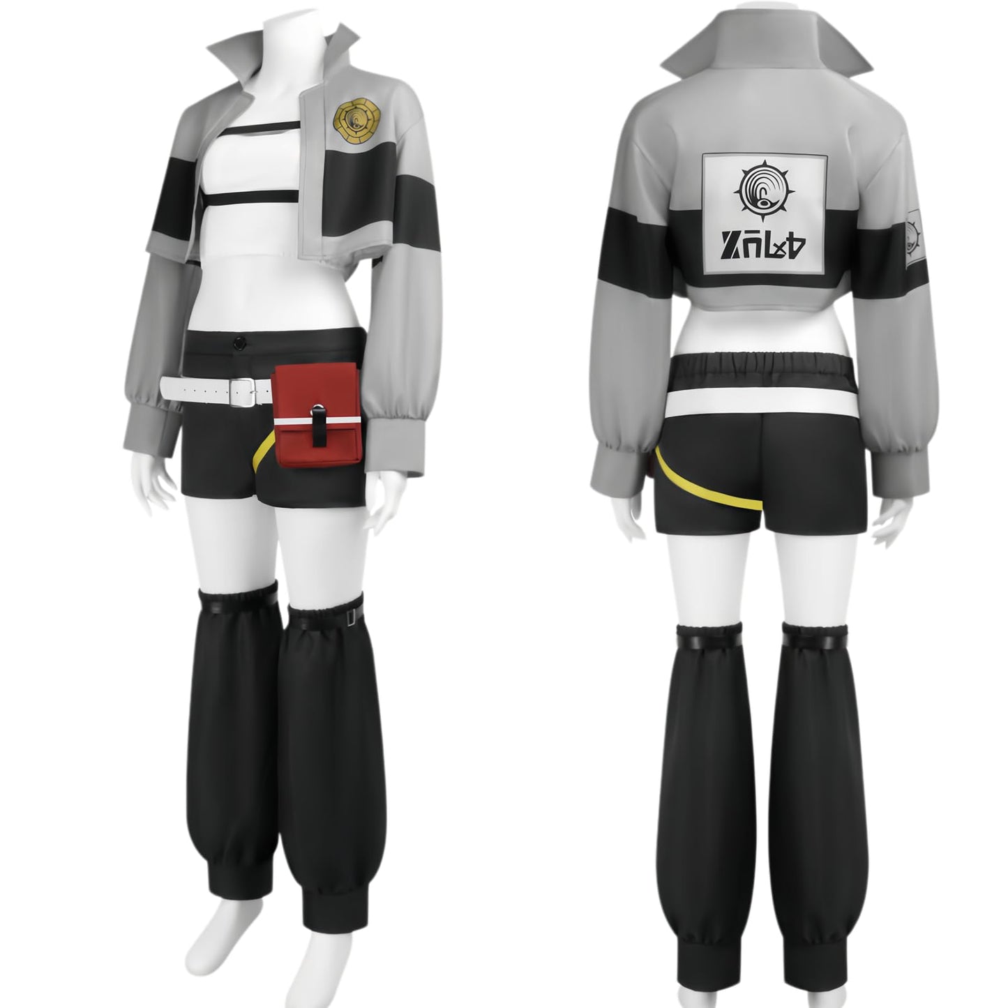 Gachiakuta Cosplay Riyo Full Set Anime Costume Women Jacket With Wig | Gachiakuta Anime Costume Outfit Riyo Reaper Full Set Cosplay Women Short Coat with Black Shoulder Straps for Halloween