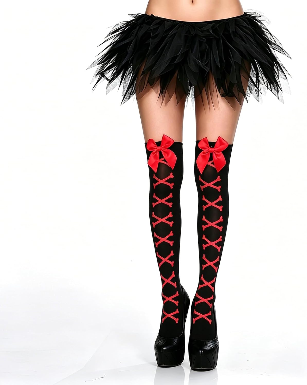Muineobuka Knee High Scoks with Bow Cute Polka Dot Thigh High Stockings Y2K Lagybug Costume Lolita Accessories