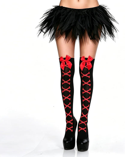 Muineobuka Knee High Scoks with Bow Cute Polka Dot Thigh High Stockings Y2K Lagybug Costume Lolita Accessories