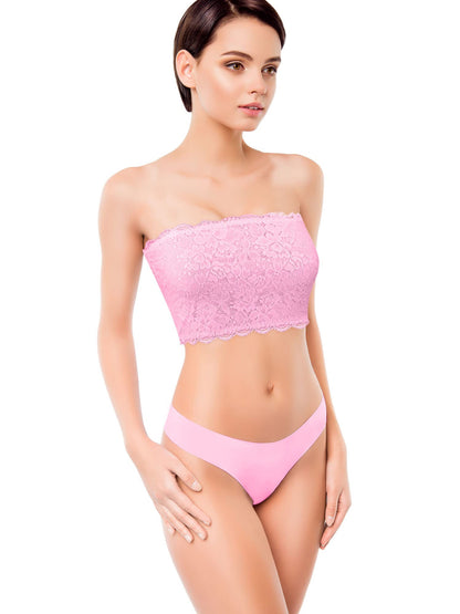 Boao 3 Pieces Women's Floral Lace Tube Top Bandeau Strapless Bras Seamless Stretchy Chest Wrap