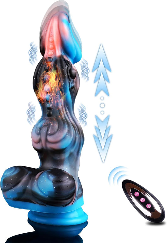 Thrusting Dildo Dragon Monster Dildo - 9.72" Fantasy Horse Dildos with Suction Cup, Dog Knot Dildos Vibrating Huge Thick Anal Toys Silicone with Heating, Adult Toys for Women Men | Creature Dildo with Suction Cup, Dog Knot Dildo Vibrating Huge Thick Anal