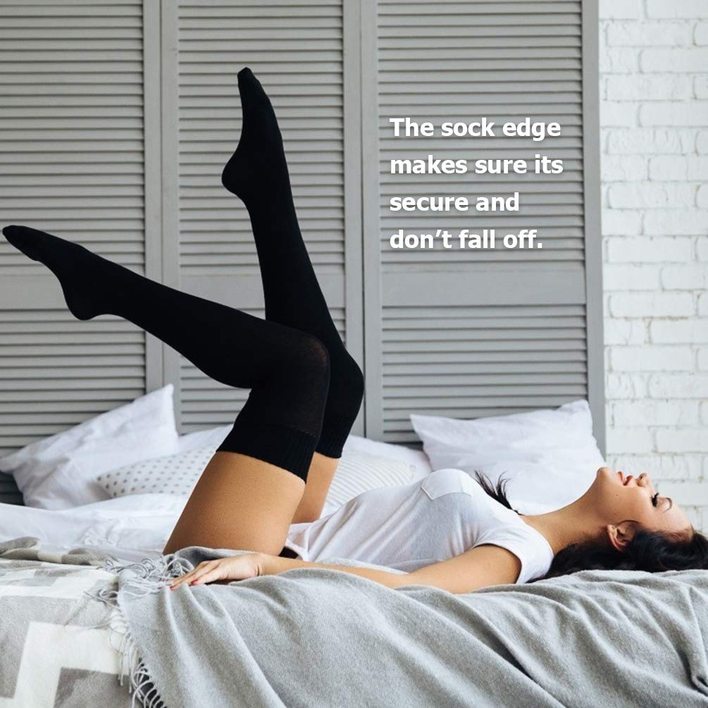 DRESHOW 6 Pairs High Thigh Socks Striped Over Knee Thin Tights Long Stocking Leg Warmer