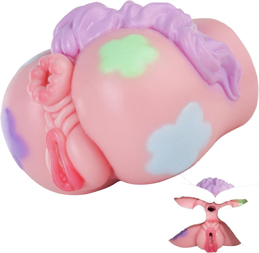 Fantasy Masturbator 2 in 1 Pocket Pussy Male Masturbator Sex Doll | Silicone Pussy and Anal 2 In 1 Fantasy Stroker,Dual-Channel Closed Fantasy Sex Doll,4.53 lbs Ass Masturbator Washable
