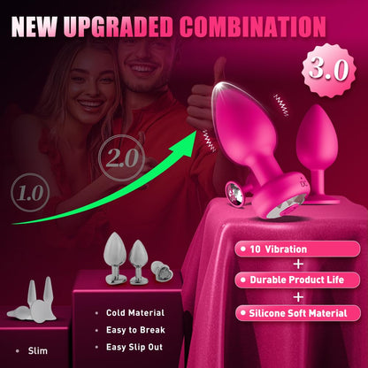 Anal Plug Vibrating Butt Plug, Adult Sex Toys 3PCS Silicone Anal Plugs, Anal Sex Toys with Remote Control 10 Vibrating Vibrator for Men, Anal Toys Adult Sex Toy & Games Prostate Massager