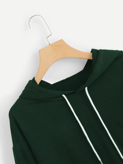 SweatyRocks Femboy Clothes Color Block Long Sleeve Crop Top Hoodie | Femboy Crop Top, Fall Outfits, Striped Sleeve Cropped Hoodies, Pullover Crop Sweatshirt with Hood