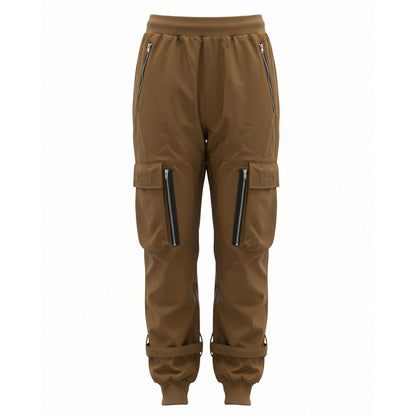 Black Cargo Pants Loose Chained Multi-Pocket Multi-Zip Punk Goth Pants