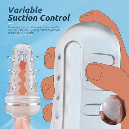 Male Masturbator Realistic Pocket Pussy Vagina Textured with 7.5in Depth Soft and Fleshy Texture,Penis Training Masturbators Sex Machine Toy for Men (Transparent)