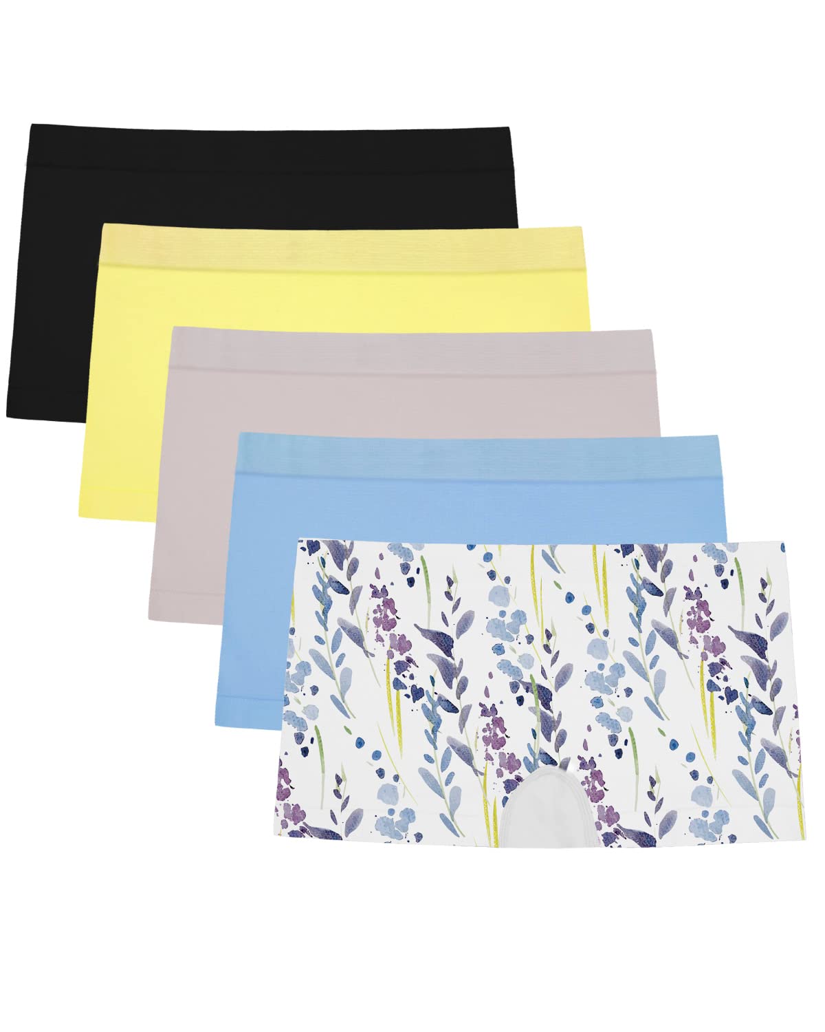 R RUXIA Boyshort Panties Seamless Nylon Underwear Stretch Boxer Briefs 5 Pack