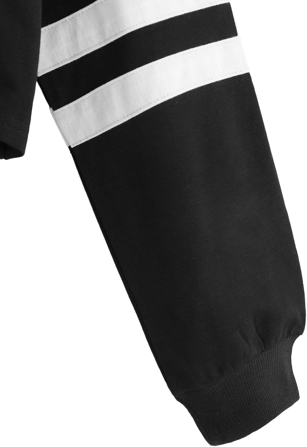 SweatyRocks Femboy Clothes Color Block Long Sleeve Crop Top Hoodie | Femboy Crop Top, Fall Outfits, Striped Sleeve Cropped Hoodies, Pullover Crop Sweatshirt with Hood