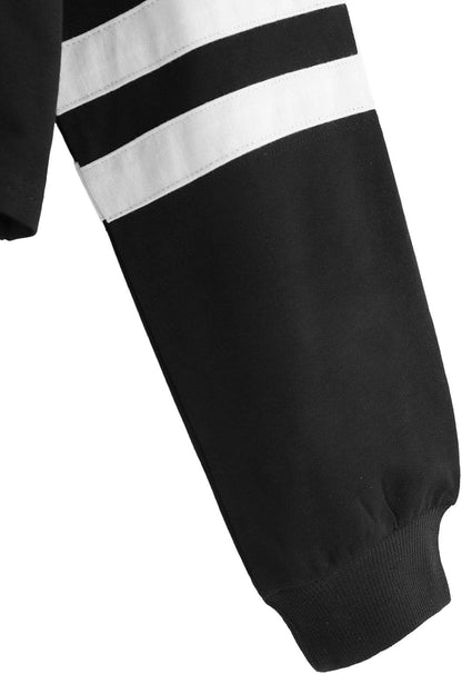SweatyRocks Femboy Clothes Color Block Long Sleeve Crop Top Hoodie | Femboy Crop Top, Fall Outfits, Striped Sleeve Cropped Hoodies, Pullover Crop Sweatshirt with Hood