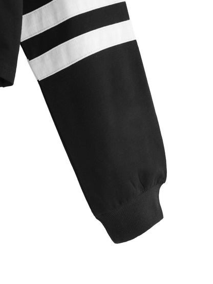SweatyRocks Femboy Clothes Color Block Long Sleeve Crop Top Hoodie | Femboy Crop Top, Fall Outfits, Striped Sleeve Cropped Hoodies, Pullover Crop Sweatshirt with Hood