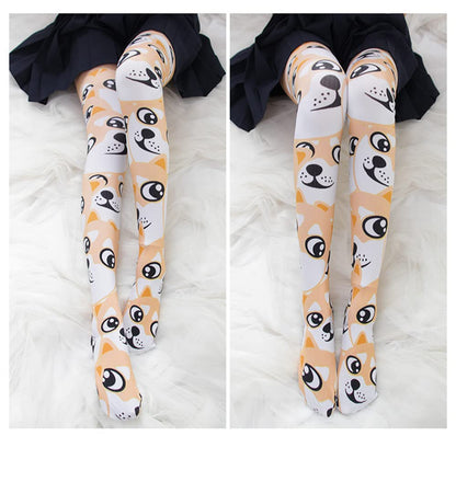 SINROYEE Sexy Cosplay Knee High Stockings Anime Cartoon Printing Thigh High Socks