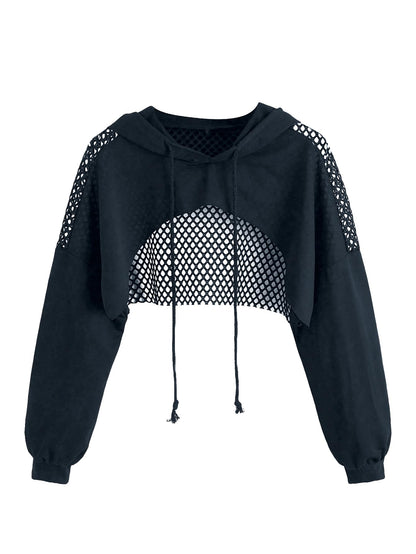 SweatyRocks Casual Cut Out Long Sleeve Pullover Crop Top Sweatshirt | Cropped Hoodie, Crop Top Hoodies, Long Sleeve Going Out Tops, Fall Fashion Clothes