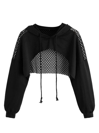 SweatyRocks Casual Cut Out Long Sleeve Pullover Crop Top Sweatshirt | Cropped Hoodie, Crop Top Hoodies, Long Sleeve Going Out Tops, Fall Fashion Clothes
