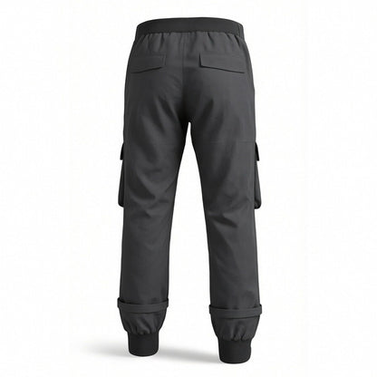 Black Cargo Pants Loose Chained Multi-Pocket Multi-Zip Punk Goth Pants