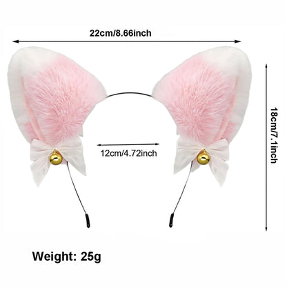 Animal Cosplay Costume Furry Fox Tail Plug Cute Ears Headband Bat Style Neck Collar Set