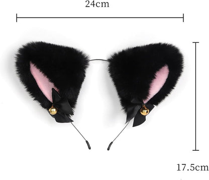 Animal Tail Butt Plug Furry Anal Plush Cat Ears Headband Cosplay Costume Kit Bell Choker Necklace Adjustable Nipple Clamp Sexual Anus Role Play