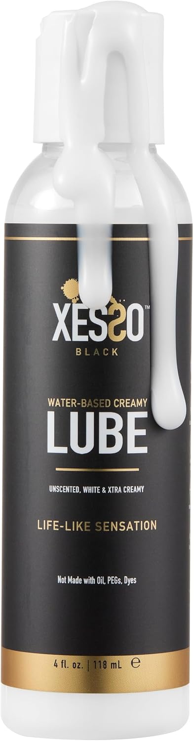 XESSO Water-Based Creamy Lube, Unscented, 4 fl oz | Thick White Gel-Like Slippery Glide, Hypoallergenic for Made in US, Discreet Package, Package May Vary