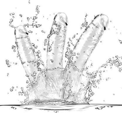 Clear Suction Realistic Dildo Set - 3 Sizes(small6.4'',big7.4'', huge9.6'') for Anal and Vaginal Pleasure - Perfect for Beginners to Advanced Users Lifelike Penis