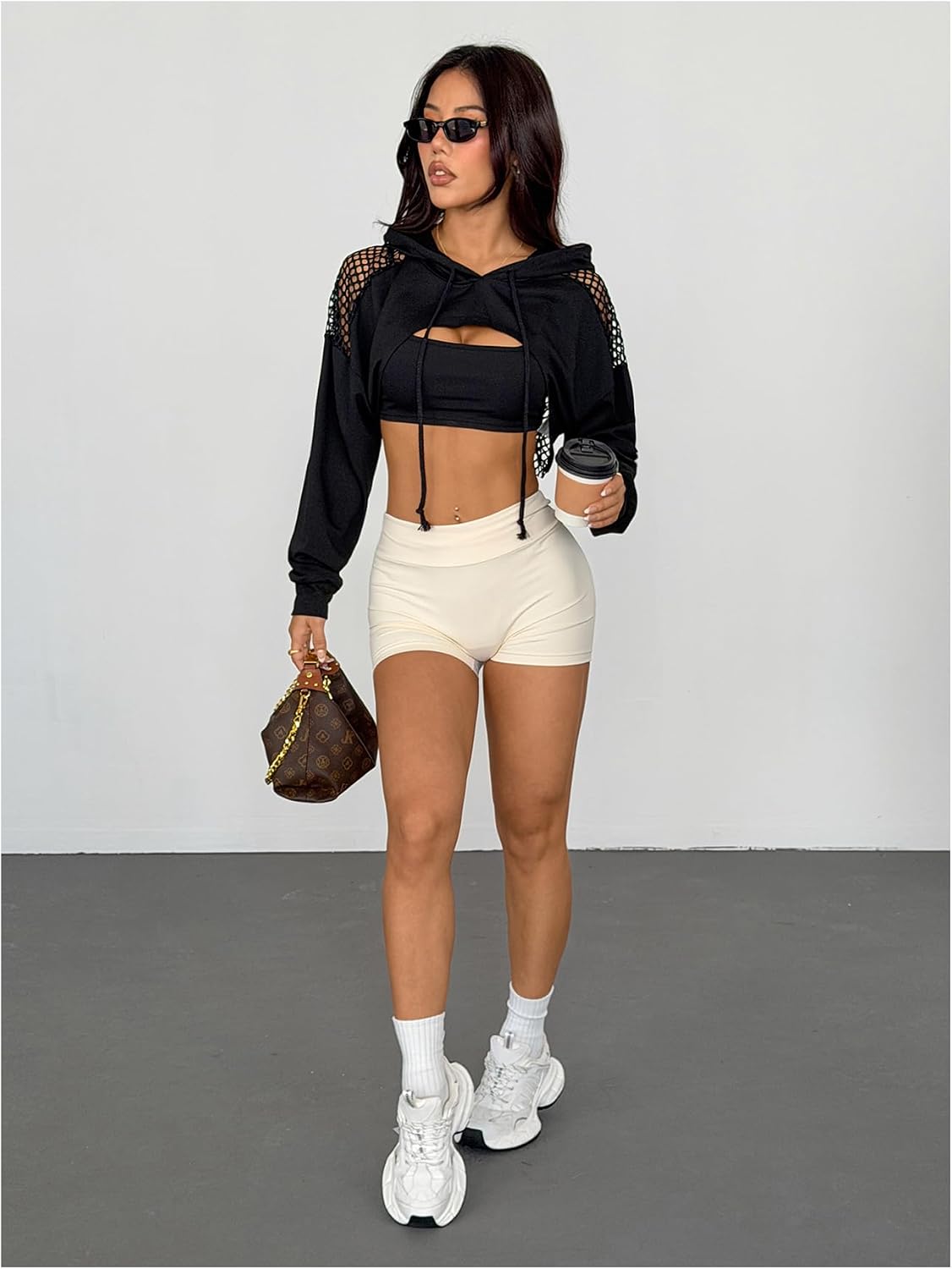 SweatyRocks Casual Cut Out Long Sleeve Pullover Crop Top Sweatshirt | Cropped Hoodie, Crop Top Hoodies, Long Sleeve Going Out Tops, Fall Fashion Clothes