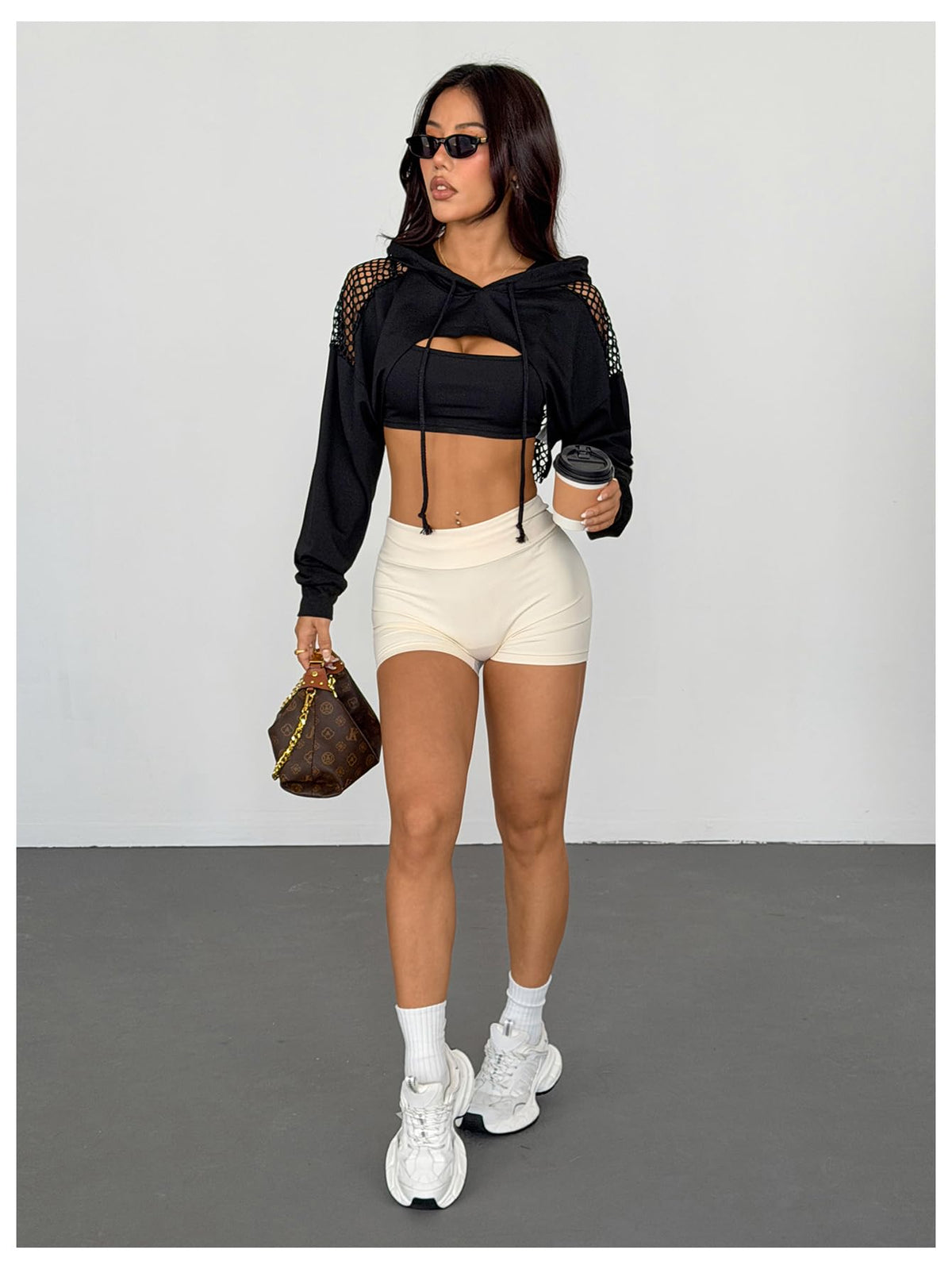 SweatyRocks Casual Cut Out Long Sleeve Pullover Crop Top Sweatshirt | Cropped Hoodie, Crop Top Hoodies, Long Sleeve Going Out Tops, Fall Fashion Clothes