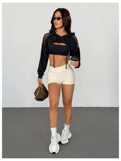 SweatyRocks Casual Cut Out Long Sleeve Pullover Crop Top Sweatshirt | Cropped Hoodie, Crop Top Hoodies, Long Sleeve Going Out Tops, Fall Fashion Clothes