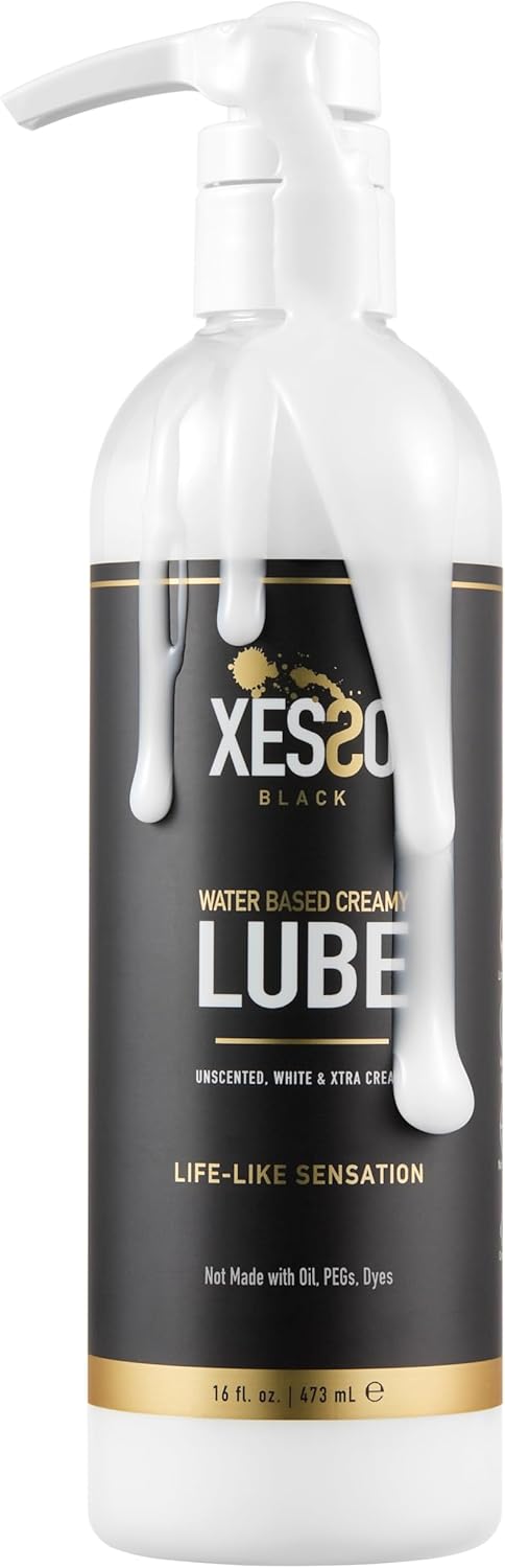 XESSO Water-Based Creamy Lube, Unscented, 4 fl oz | Thick White Gel-Like Slippery Glide, Hypoallergenic for Made in US, Discreet Package, Package May Vary