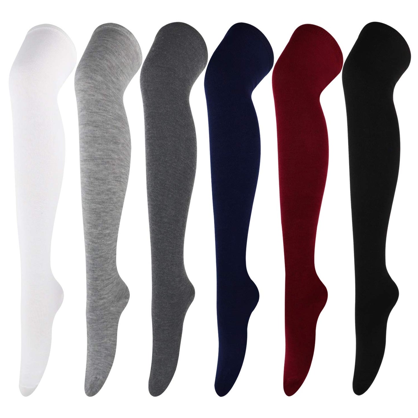 DRESHOW 6 Pairs High Thigh Socks Striped Over Knee Thin Tights Long Stocking Leg Warmer
