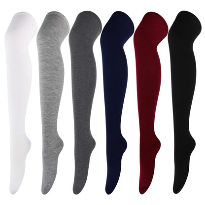 DRESHOW 6 Pairs High Thigh Socks Striped Over Knee Thin Tights Long Stocking Leg Warmer