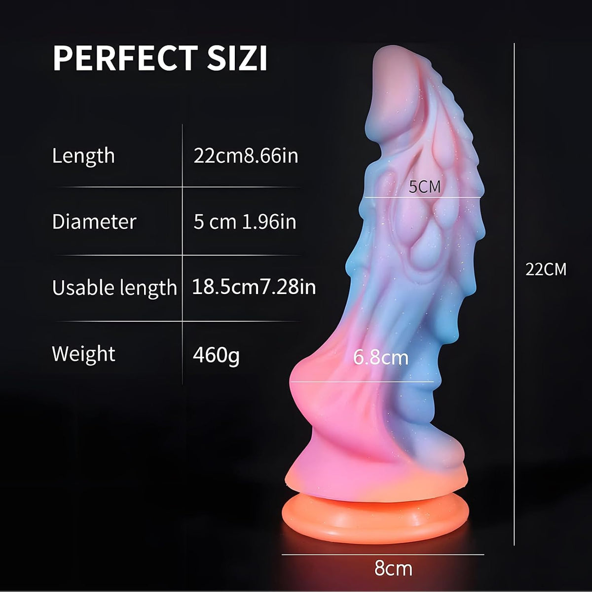 8.6" Realistic Dildo Dragon Monster Alien Glow in Dark Silicone Suction Cup Toy for G Spot P Spot Stimulation Adult Sex Toys Wedding Gift for Women Men