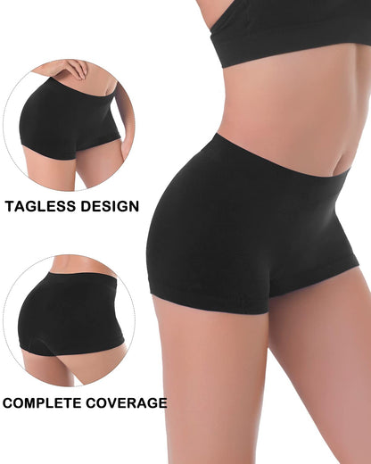 R RUXIA Boyshort Panties Seamless Nylon Underwear Stretch Boxer Briefs 5 Pack