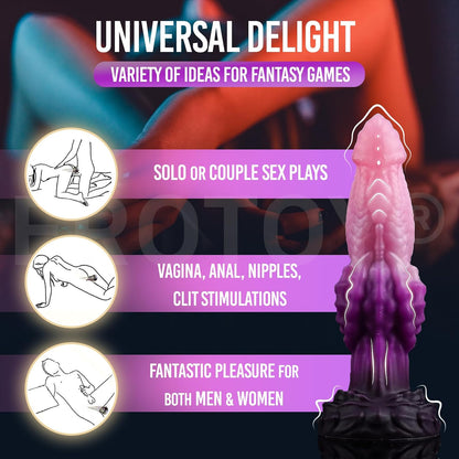 7.2" Fantasy Monster Dildo with Knot U & G-spot Dragon Dildo with Suction Cup, Long Anal Plug Adult Sex Toys & Games for Women Men Couples (DrakoPod)