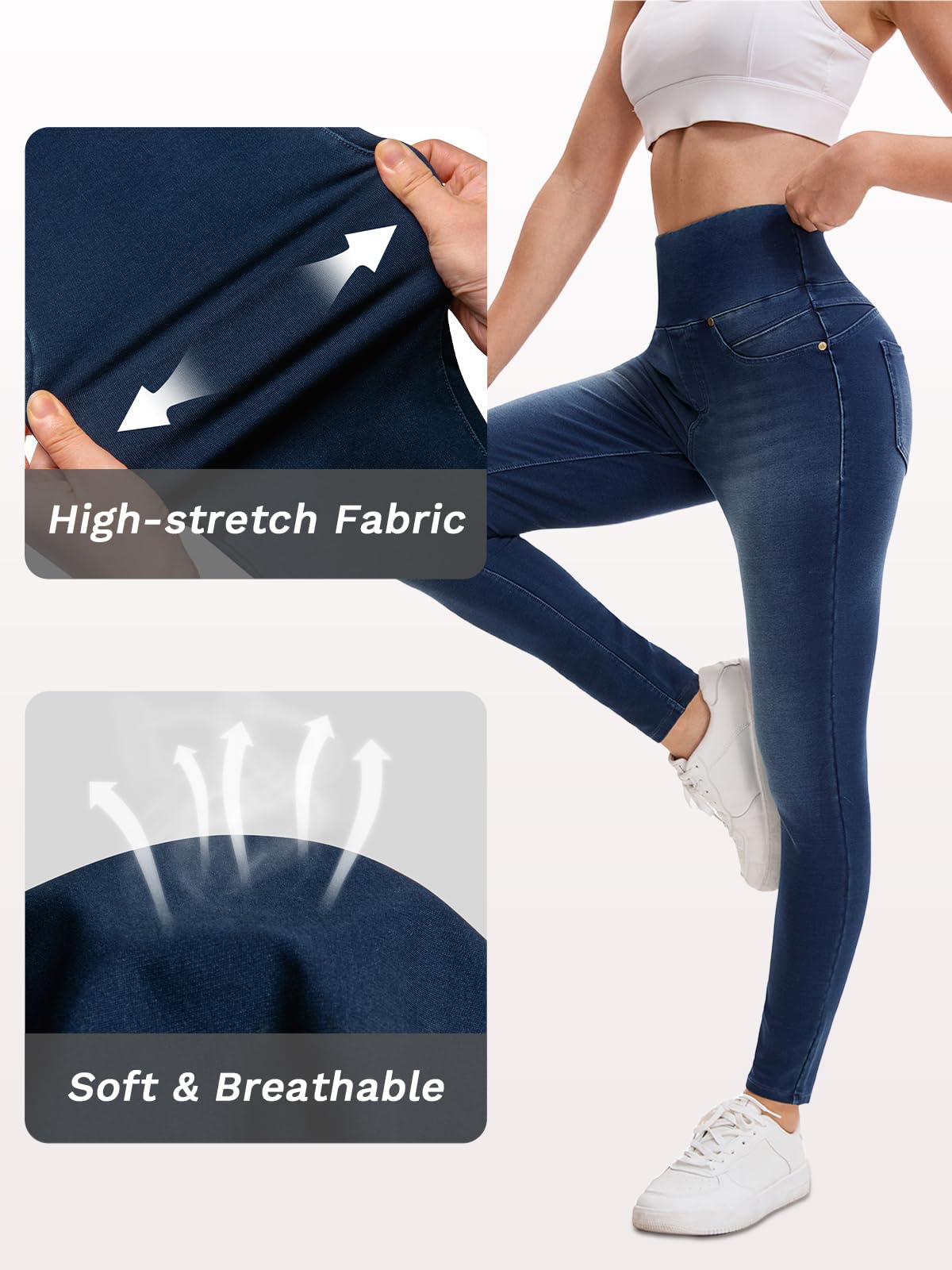 Stretchy Jeans for Women High Waisted Jeggings Tummy Control Slim Fit Jeans Pull On with Pockets Stylish Casual