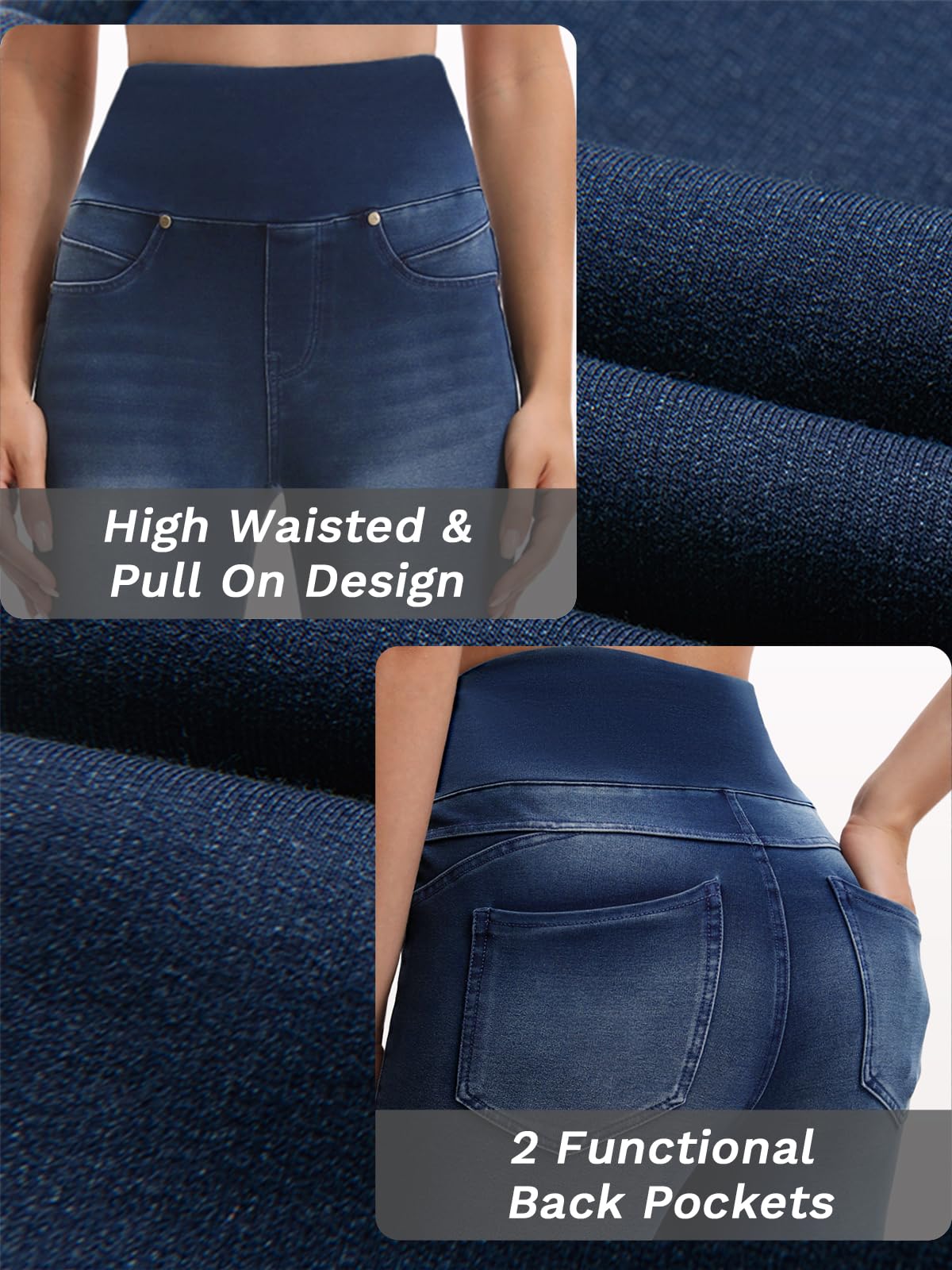 Stretchy Jeans for Women High Waisted Jeggings Tummy Control Slim Fit Jeans Pull On with Pockets Stylish Casual