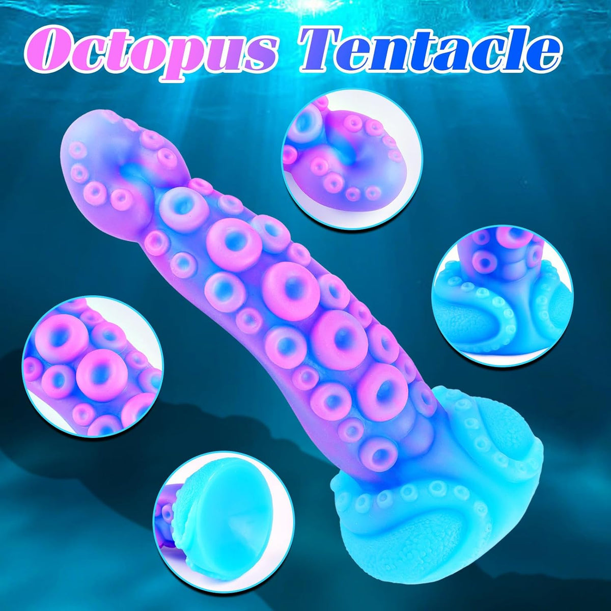 7" Beginner Small Monster Tentacle Dildo with Suction Cup, Silicone Fantasy Dragon Anal Plug, Realistic Tentacle Octopus Penis Conical Alien Dildo, Purple Blue G spot Adult Sex Toy for Men Gay Women