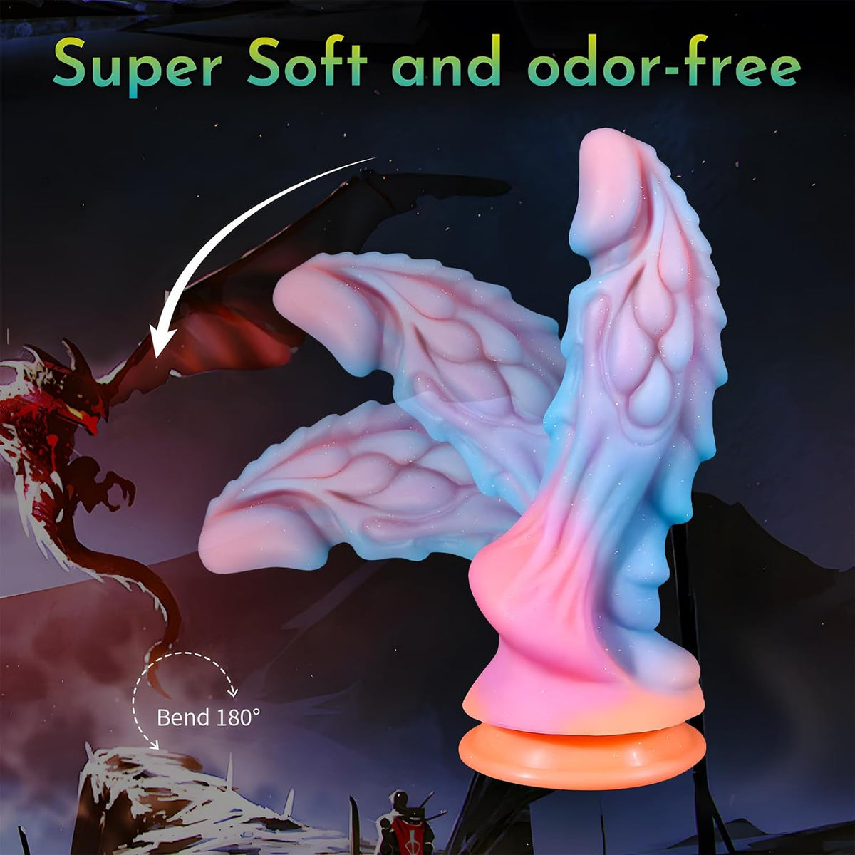8.6" Realistic Dildo Dragon Monster Alien Glow in Dark Silicone Suction Cup Toy for G Spot P Spot Stimulation Adult Sex Toys Wedding Gift for Women Men