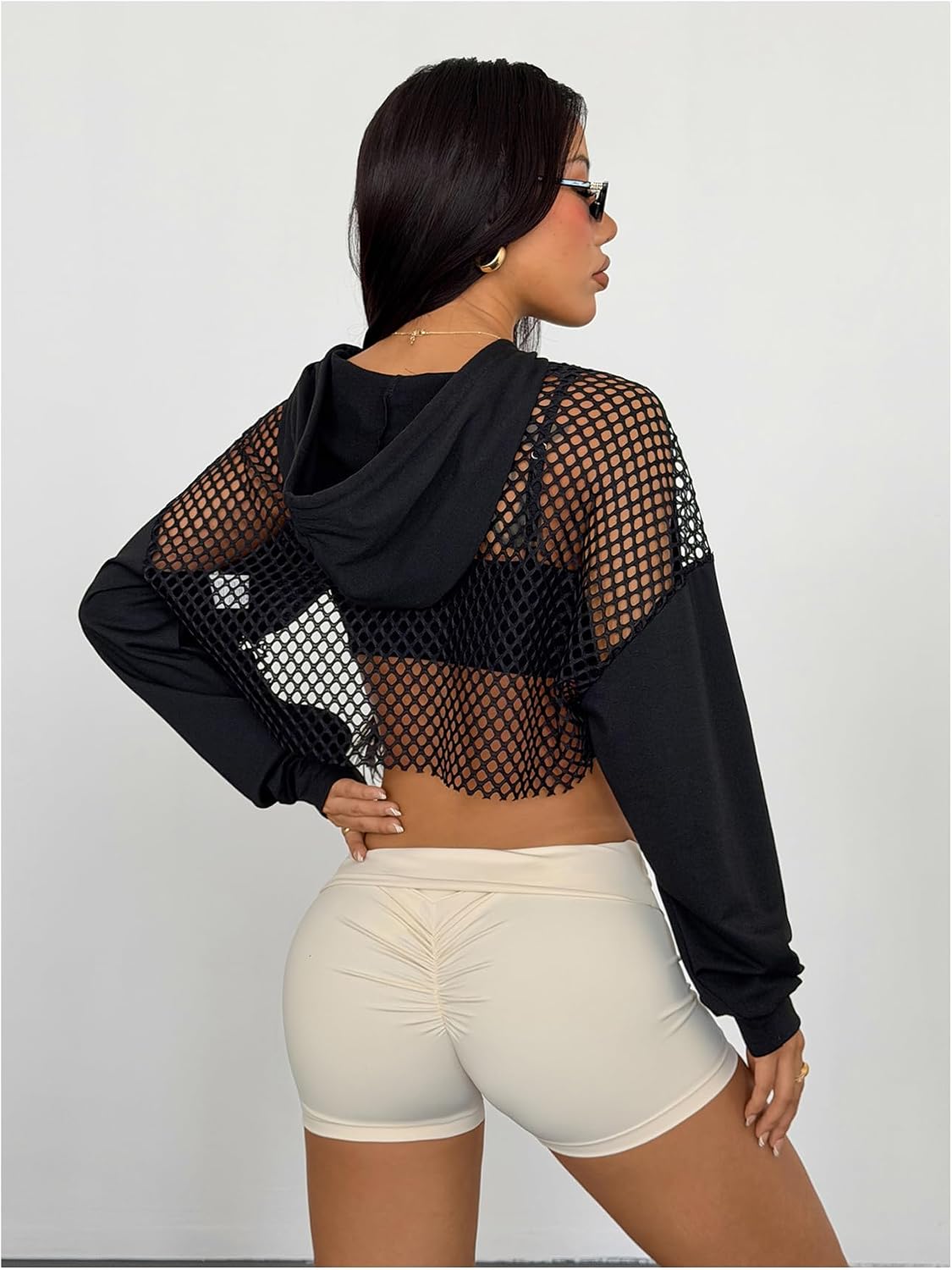 SweatyRocks Casual Cut Out Long Sleeve Pullover Crop Top Sweatshirt | Cropped Hoodie, Crop Top Hoodies, Long Sleeve Going Out Tops, Fall Fashion Clothes