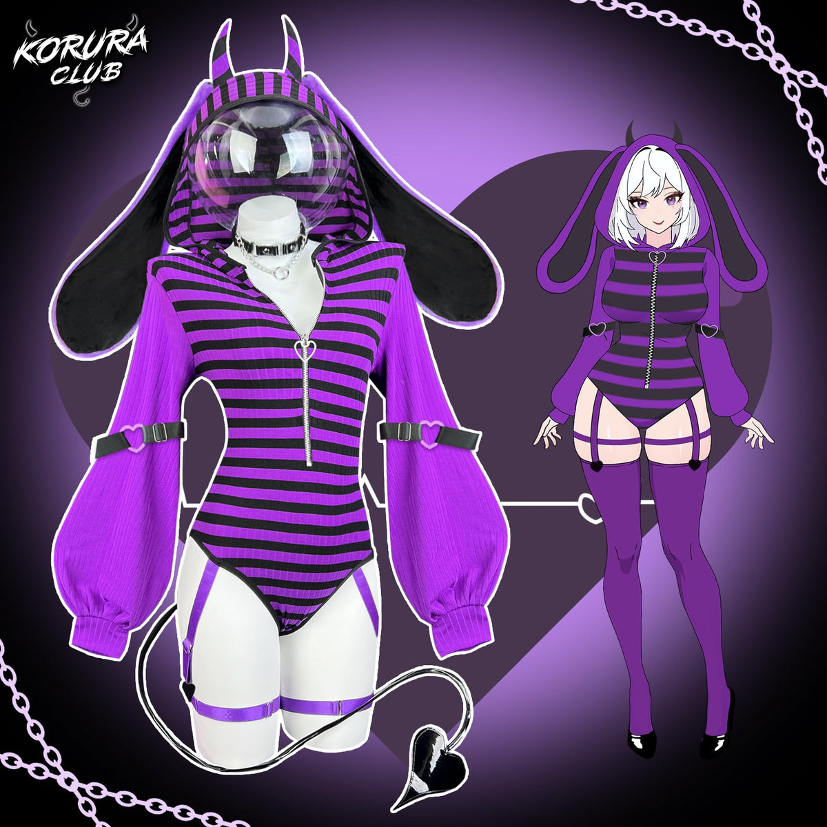 Demon Bunny Cosplay Lingerie Striped Bodysuit | Bunny Lingerie, Exotic Costumes, Demon Bunny, Jail Costume, Striped Costume, Halloween Costume, Festival Outfit