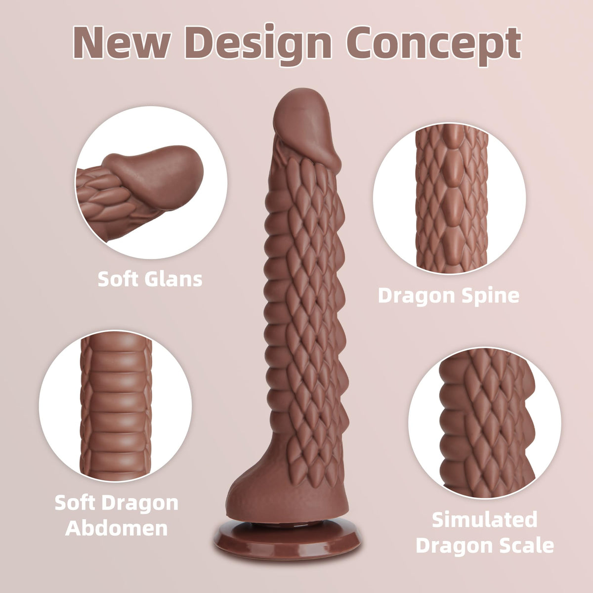 7.4 inch Dragon Dildo with Strong Suction Cup for Hands-Free Play,Realistic Monster Dildo Anal Plug Prostate Massager Adult Sex Toys for Vaginal G-Spot and Anal Prostate Purple