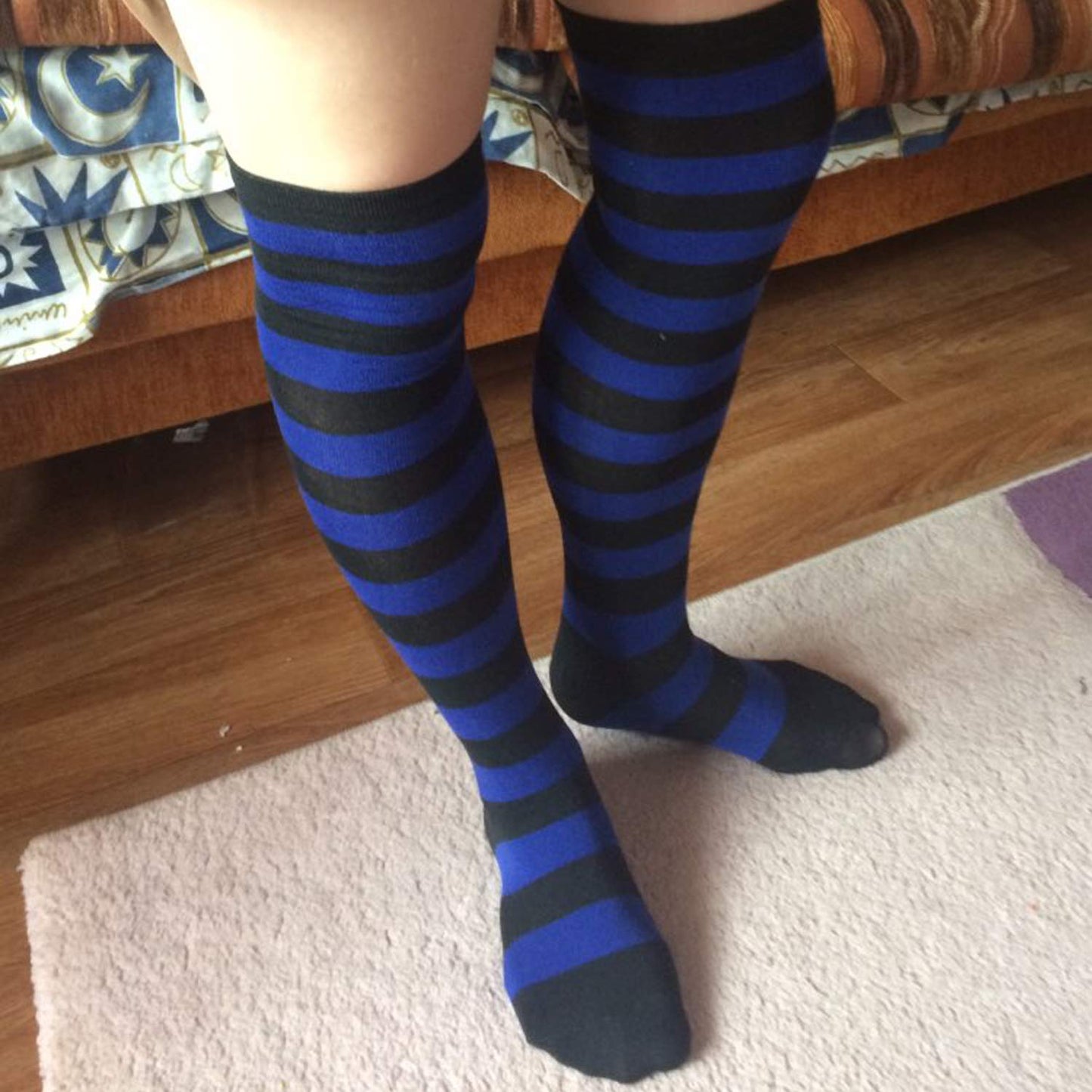 DRESHOW 6 Pairs High Thigh Socks Striped Over Knee Thin Tights Long Stocking Leg Warmer