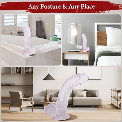 10 Inch Clear Dildo Big Dildos, Soft Realistic Huge Dildo with Strong Suction Cup for Hands-Free and Anal Play, Big G-spot Dildo Anal Sex Toys for Women and Couple
