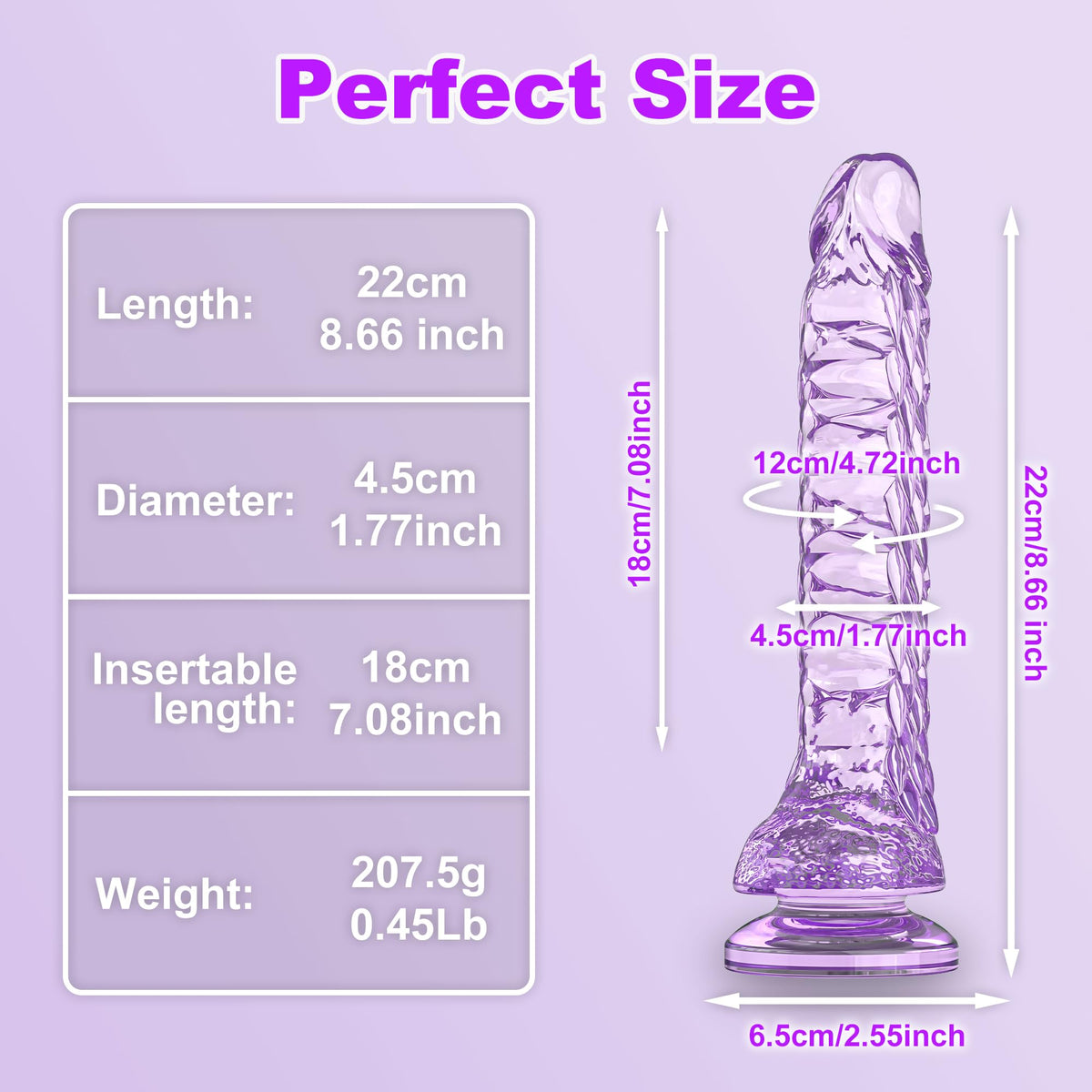 7.4 inch Dragon Dildo with Strong Suction Cup for Hands-Free Play,Realistic Monster Dildo Anal Plug Prostate Massager Adult Sex Toys for Vaginal G-Spot and Anal Prostate Purple