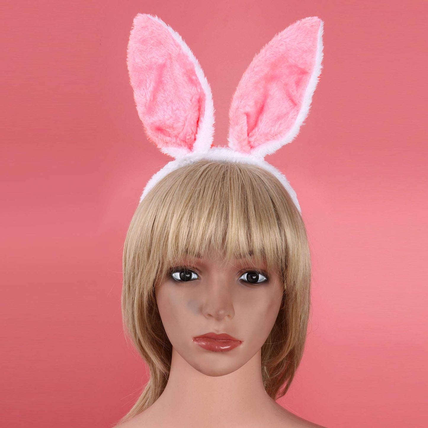 JEATHA Bunny Rabbit Plush Ears Hair Hoop Nose Cover and Rabbit Fur Tail Ball Anal Plug Cosplay Costume Props